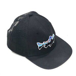 PATAGONIA Fitz Roy FISH TROUT LOPRO TRUCKER HAT Black mesh Mountains cap